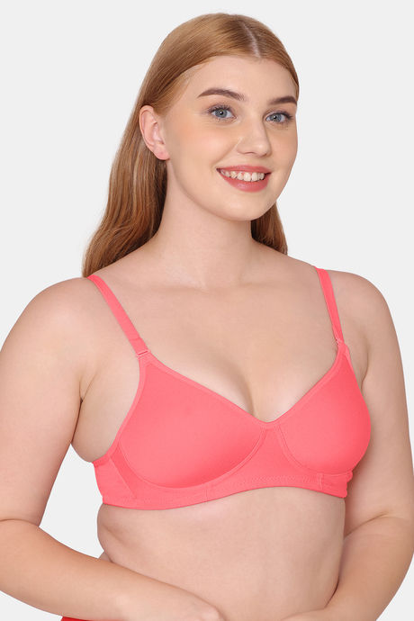 Komli Padded Non Wired Full Coverage T-Shirt Bra - Coral — image 3