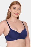 Komli Padded Non Wired Full Coverage T-Shirt Bra - Navy Blue — thumbnail 3