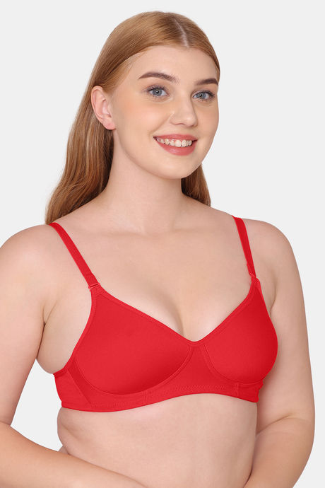 Komli Padded Non Wired Full Coverage T-Shirt Bra - Red — image 3
