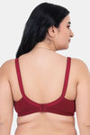 Komli Padded Non Wired Full Coverage Minimiser Bra - Wine — thumbnail 2