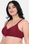 Komli Padded Non Wired Full Coverage Minimiser Bra - Wine — thumbnail 3