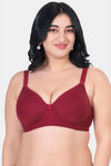 Komli Padded Non Wired Full Coverage T-Shirt Bra - Wine — thumbnail 1