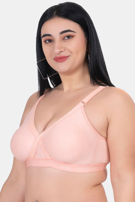 Komli Double Layered Non Wired Full Coverage T-Shirt Bra - Peach — image 3