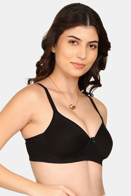 Komli Padded Non-Wired Medium Coverage T-Shirt Bra - Black — image 3