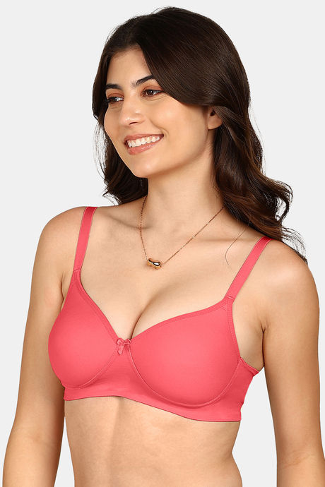 Komli Padded Non-Wired Medium Coverage T-Shirt Bra - Coral — image 2