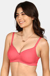 Komli Padded Non-Wired Medium Coverage T-Shirt Bra - Coral — thumbnail 2