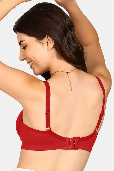 Komli Padded Non-Wired Medium Coverage T-Shirt Bra - Red — image 4