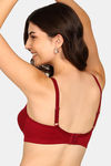 Komli Double Layered Non-Wired Full Coverage Backless Bra - Wine — thumbnail 4