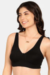 Komli Double Layered Non-Wired Full Coverage T-Shirt Bra - Black — thumbnail 2