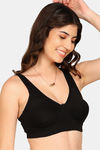 Komli Double Layered Non-Wired Full Coverage T-Shirt Bra - Black — thumbnail 3
