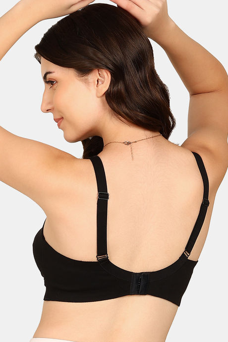 Komli Double Layered Non-Wired Full Coverage T-Shirt Bra - Black — image 4