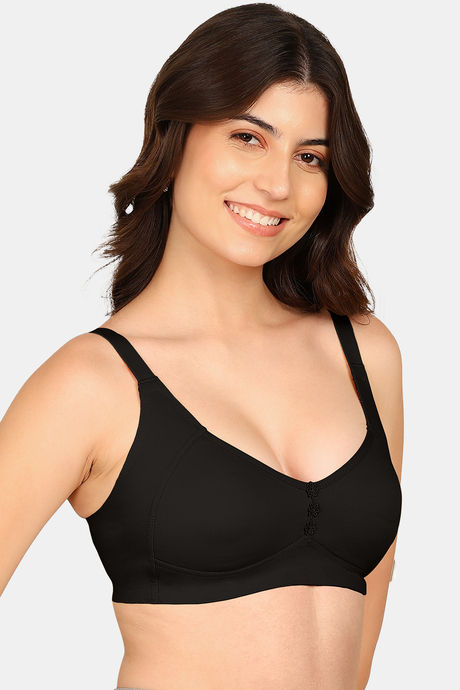 Komli Double Layered Non-Wired Full Coverage Minimiser Bra - Black — image 3