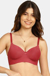 Komli Padded Non-Wired Full Coverage T-Shirt Bra - Maroon — thumbnail 1