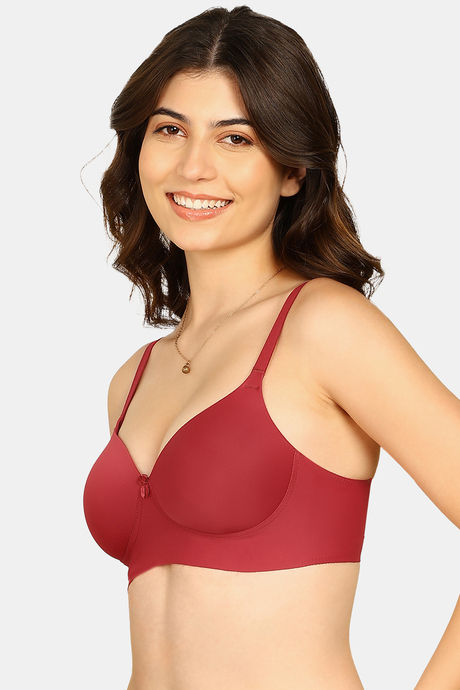 Komli Padded Non-Wired Full Coverage T-Shirt Bra - Maroon — image 2