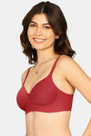 Komli Padded Non-Wired Full Coverage T-Shirt Bra - Maroon — thumbnail 2