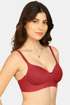 Komli Padded Non-Wired Full Coverage T-Shirt Bra - Maroon — thumbnail 3