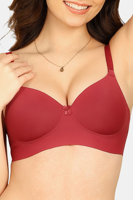 Komli Padded Non-Wired Full Coverage T-Shirt Bra - Maroon — image 5