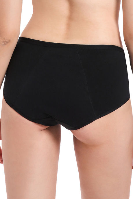 HealthFab Medium Rise Full Coverage Hipster Period Panty - Black — image 2