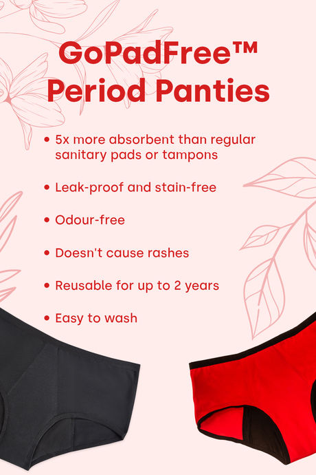 HealthFab Medium Rise Full Coverage Hipster Period Panty - Black — image 5