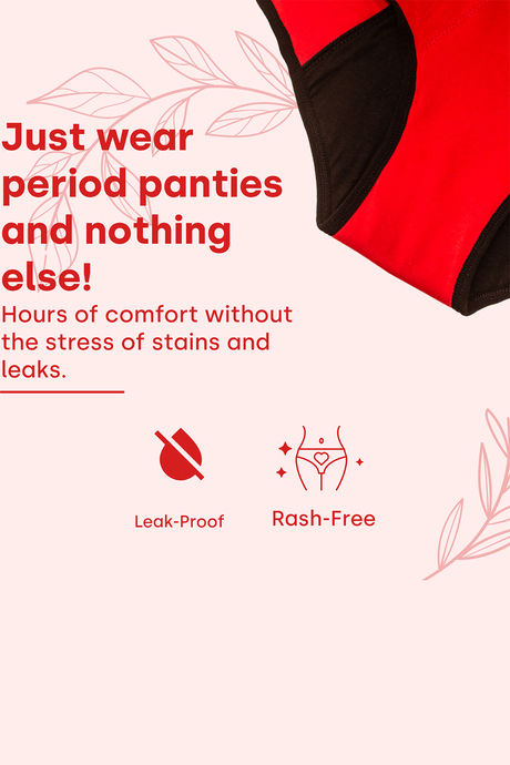 HealthFab Medium Rise Full Coverage Hipster Period Panty - Black — image 6