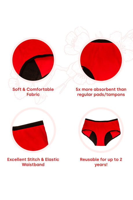 HealthFab Medium Rise Full Coverage Hipster Period Panty - Black — image 8