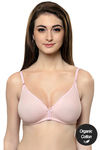 InnerSense Organic Cotton Double Layered Wirefree Cotton Lined Plunge Neck T-Shirt Bra - Baby Pink — thumbnail 1