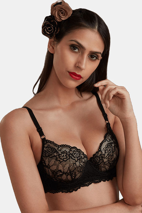 InnerSense Organic Cotton Padded Regular Wired Pretty Back Bra - Black — image 2