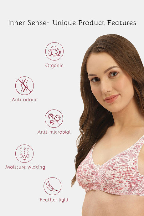 InnerSense Women's Organic Cotton Antimicrobial Seamless Side Support Bra - Pink — image 7