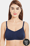 InnerSense Organic & Antimicrobial Double Layered Wirefree Removable Cookie Nursing Bra - Navy Blue — thumbnail 1
