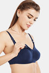 InnerSense Organic & Antimicrobial Double Layered Wirefree Removable Cookie Nursing Bra - Navy Blue — thumbnail 3