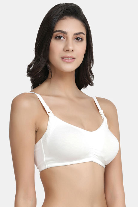 InnerSense Organic Cotton Anti-Microbial Women's Soft Feeding Bra with Removable Pads - White — image 3
