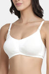 InnerSense Organic Cotton Anti-Microbial Women's Soft Feeding Bra with Removable Pads - White — thumbnail 4