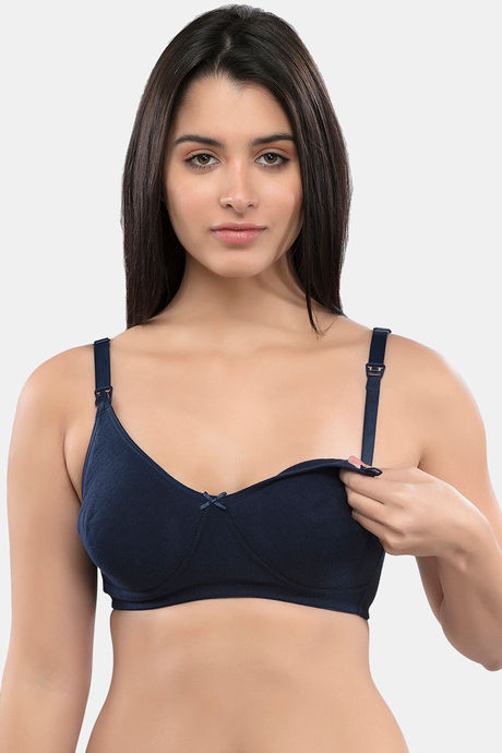 InnerSense Organic & Antimicrobial Double Layered Wirefree Nursing Bra - Navy Blue — image 2