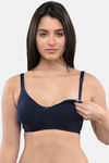 InnerSense Organic & Antimicrobial Double Layered Wirefree Nursing Bra - Navy Blue — thumbnail 2
