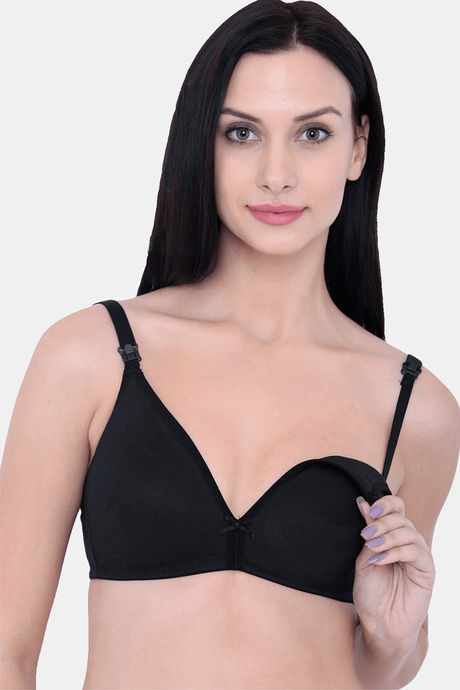 InnerSense Organic & Antimicrobial Double Layered Wirefree Nursing Bra - Black — image 2