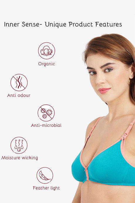 InnerSense Organic & Antimicrobial Double Layered Wirefree Nursing Bra - Peacock Green — image 6