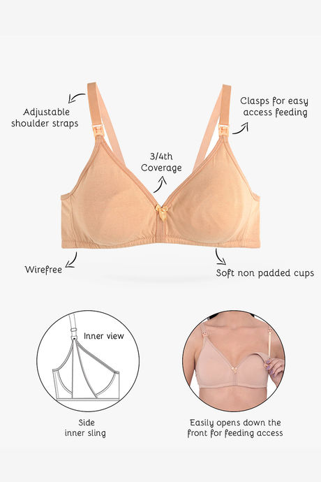 InnerSense Organic & Antimicrobial Double Layered Wirefree Nursing Bra - Skin — image 4