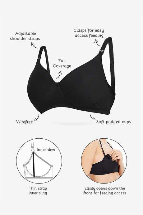 InnerSense Organic & Antimicrobial Padded Wirefree Nursing Bra - Black — image 4