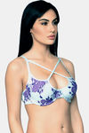 InnerSense Organic & Antimicrobial Lightly Padded Wired Cage Bra - Purple Floral — thumbnail 2