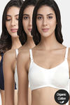 InnerSense Organic Cotton Anti Microbial Soft Nursing Bra With Removable Pads (Pack Of 3) - Multicolor — thumbnail 1