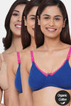 InnerSense Organic Anti Microbial Laced Soft Nursing Bra (Pack Of 3) - Multicolor — thumbnail 1