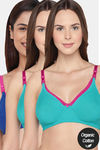 InnerSense Organic Anti Microbial Laced Soft Nursing Bra (Pack Of 3) - Multicolor — thumbnail 1