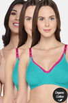 InnerSense Organic Anti Microbial Laced Soft Nursing Bra (Pack Of 3) - Multicolor — thumbnail 1