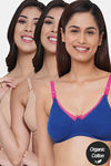 InnerSense Organic Anti Microbial Laced Soft Nursing Bra (Pack Of 3) - Multicolor — thumbnail 1