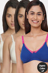 InnerSense Organic Anti Microbial Laced Soft Nursing Bra (Pack Of 3) - Multicolor — thumbnail 1