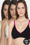 InnerSense Organic Anti Microbial Laced Soft Nursing Bra (Pack Of 3) - Multicolor — thumbnail 1