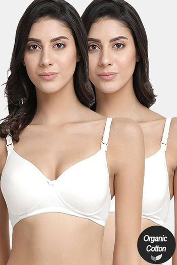 InnerSense Organic Anti Microbial Padded Nonwired Feeding Bra - White