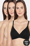 InnerSense Organic Cotton Anti Microbial Seamless Triangular Bra With Supportive Stitch (Pack Of 3) - Multicolor — thumbnail 1