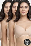 InnerSense Padded Non Wired Full Coverage Maternity / Nursing Bra (Pack of 3) - Multicolor — thumbnail 1