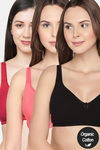 InnerSense Double Layered Non Wired Full Coverage T-Shirt Bra (Pack of 3) - Multicolor — thumbnail 1